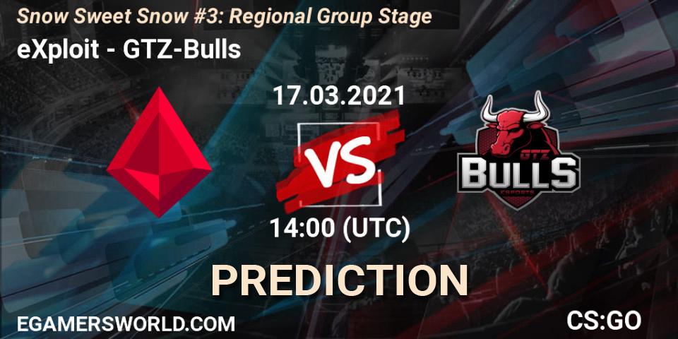 eXploit - GTZ-Bulls: прогноз. 17.03.2021 at 14:00, Counter-Strike (CS2), Snow Sweet Snow #3: Regional Group Stage