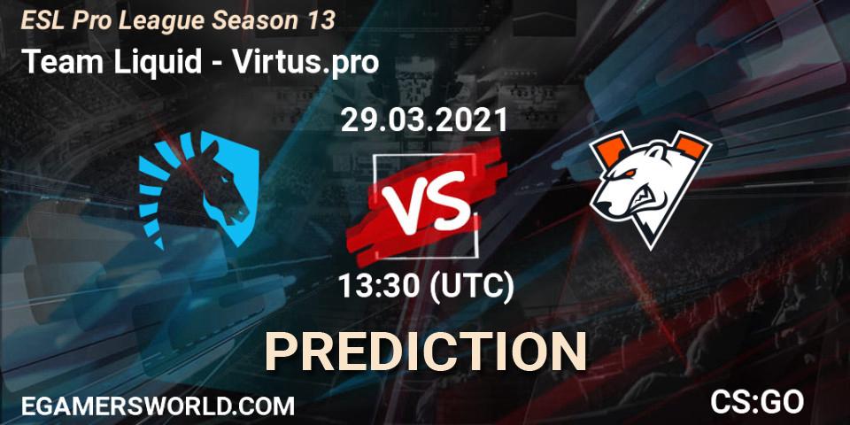 Team Liquid - Virtus.pro: прогноз. 29.03.2021 at 17:00, Counter-Strike (CS2), ESL Pro League Season 13