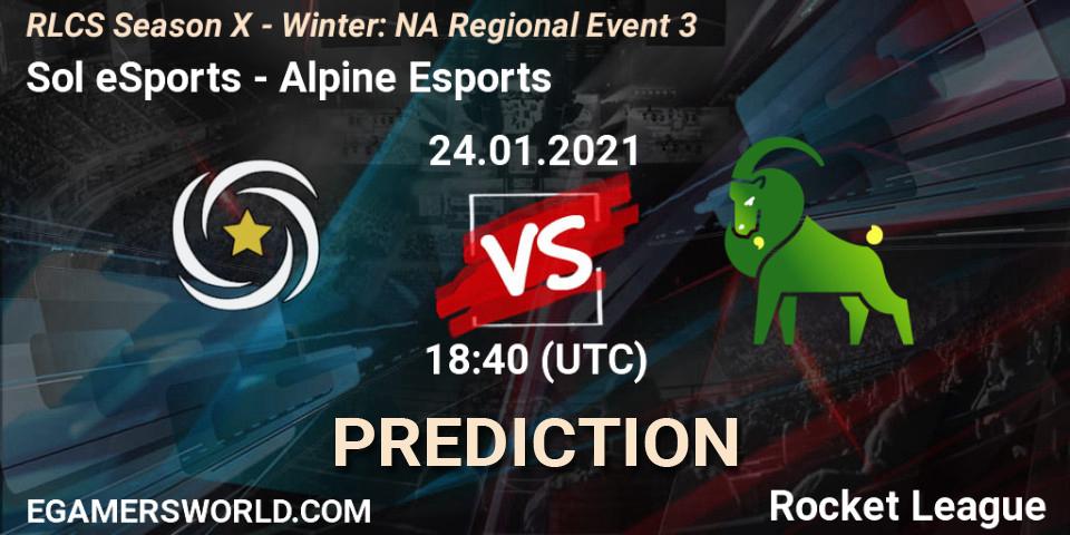 Sol eSports - Alpine Esports: прогноз. 24.01.2021 at 18:40, Rocket League, RLCS Season X - Winter: NA Regional Event 3