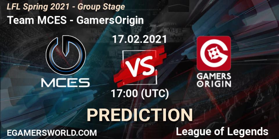 Team MCES - GamersOrigin: прогноз. 17.02.2021 at 17:00, LoL, LFL Spring 2021 - Group Stage
