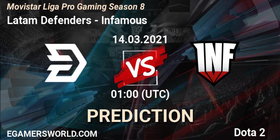 Latam Defenders - Infamous: прогноз. 15.03.2021 at 01:00, Dota 2, Movistar Liga Pro Gaming Season 8