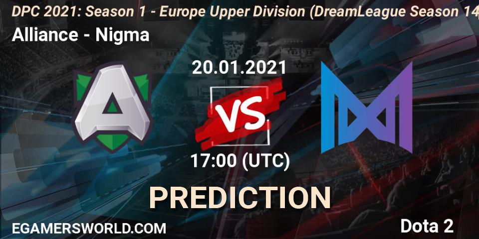 Alliance - Nigma: прогноз. 20.01.2021 at 16:55, Dota 2, DPC 2021: Season 1 - Europe Upper Division (DreamLeague Season 14)