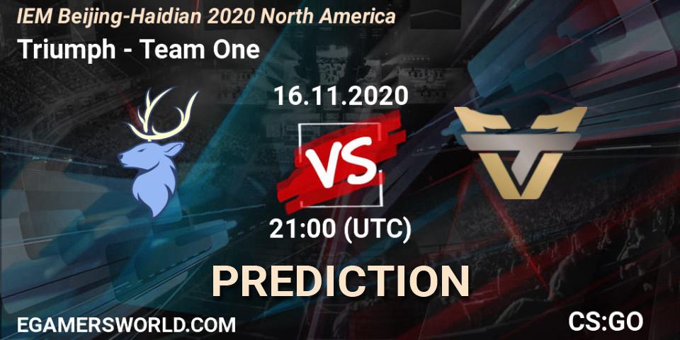 Triumph - Team One: прогноз. 16.11.2020 at 21:30, Counter-Strike (CS2), IEM Beijing-Haidian 2020 North America
