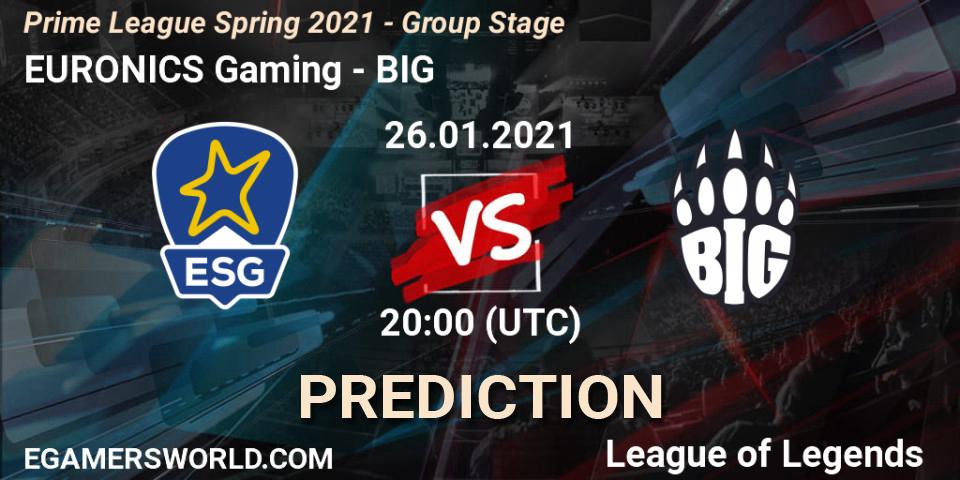 EURONICS Gaming - BIG: прогноз. 26.01.2021 at 20:00, LoL, Prime League Spring 2021 - Group Stage