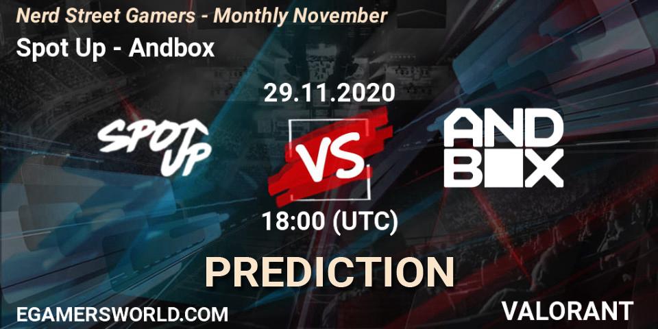 Spot Up - Andbox: прогноз. 29.11.2020 at 18:00, VALORANT, Nerd Street Gamers - Monthly November