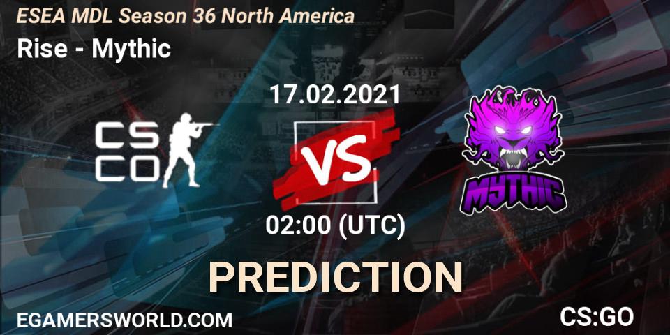 Rise - Mythic: прогноз. 17.02.2021 at 02:00, Counter-Strike (CS2), MDL ESEA Season 36: North America - Premier Division