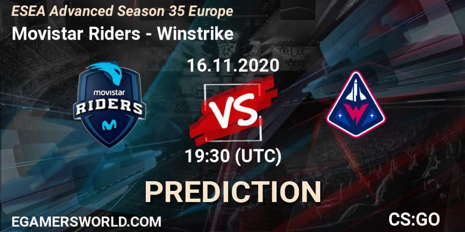 Movistar Riders - Winstrike: прогноз. 17.11.2020 at 17:00, Counter-Strike (CS2), ESEA Advanced Season 35 Europe