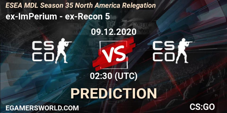 ex-ImPerium - ex-Recon 5: прогноз. 09.12.2020 at 02:30, Counter-Strike (CS2), ESEA MDL Season 35 North America Relegation