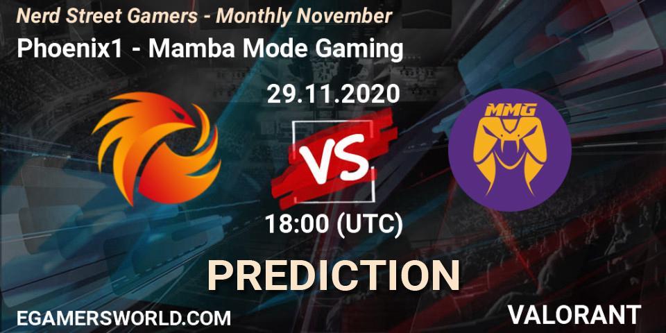 Phoenix1 - Mamba Mode Gaming: прогноз. 29.11.2020 at 18:00, VALORANT, Nerd Street Gamers - Monthly November