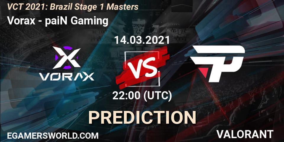 Vorax - paiN Gaming: прогноз. 14.03.2021 at 22:00, VALORANT, VCT 2021: Brazil Stage 1 Masters