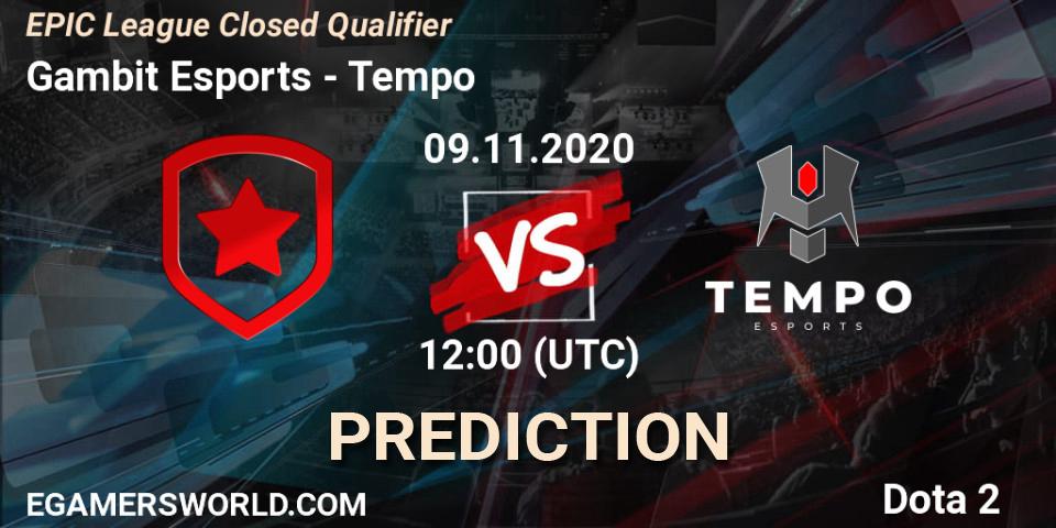 Gambit Esports - Tempo: прогноз. 09.11.2020 at 12:43, Dota 2, EPIC League Closed Qualifier