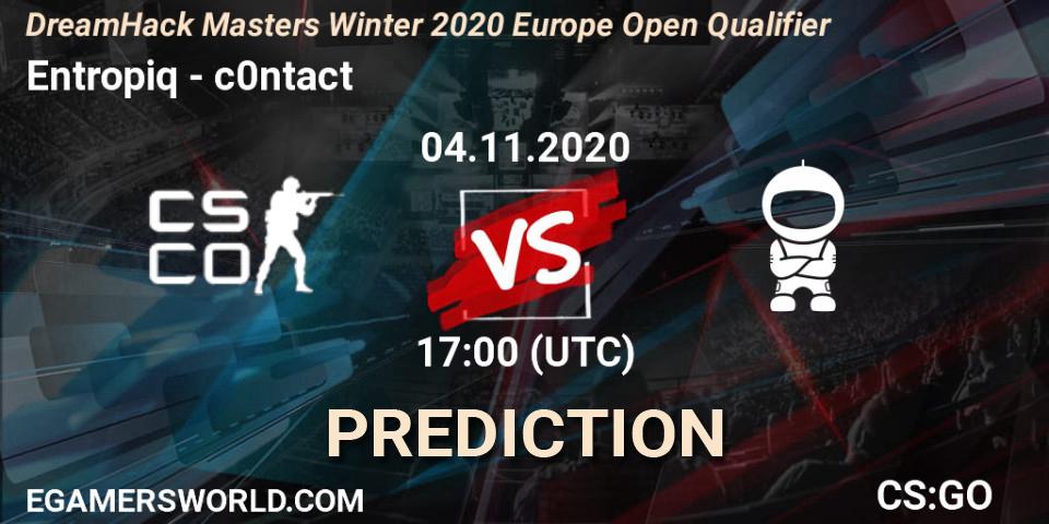 Entropiq - c0ntact: прогноз. 04.11.2020 at 17:05, Counter-Strike (CS2), DreamHack Masters Winter 2020 Europe Open Qualifier