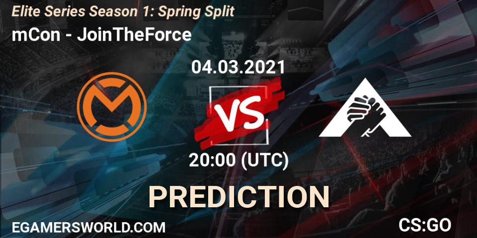 mCon - JoinTheForce: прогноз. 04.03.2021 at 20:00, Counter-Strike (CS2), Elite Series Season 1: Spring Split