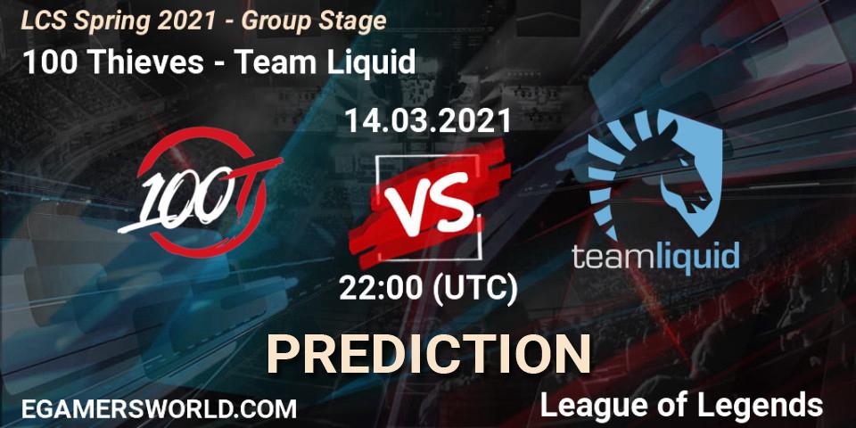 100 Thieves - Team Liquid: прогноз. 14.03.2021 at 22:00, LoL, LCS Spring 2021 - Group Stage