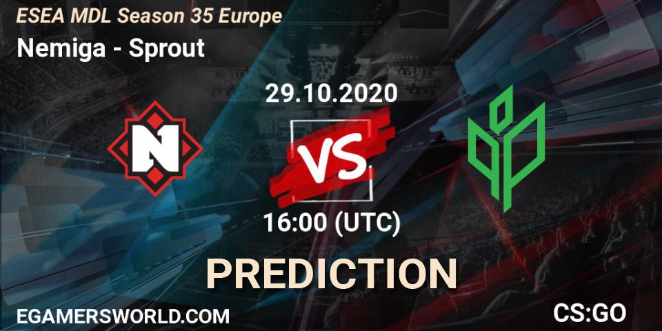 Nemiga - Sprout: прогноз. 29.10.2020 at 16:30, Counter-Strike (CS2), ESEA MDL Season 35 Europe