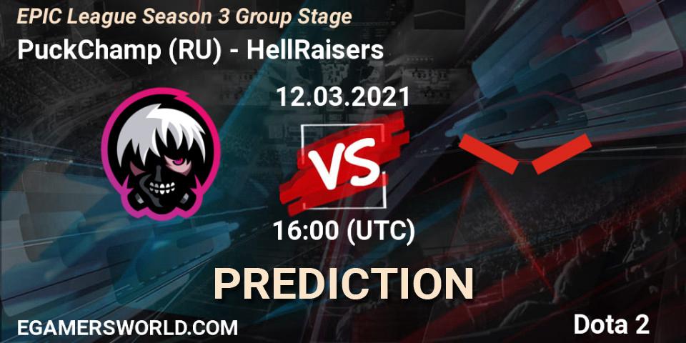 PuckChamp (RU) - HellRaisers: прогноз. 12.03.2021 at 16:00, Dota 2, EPIC League Season 3 Group Stage