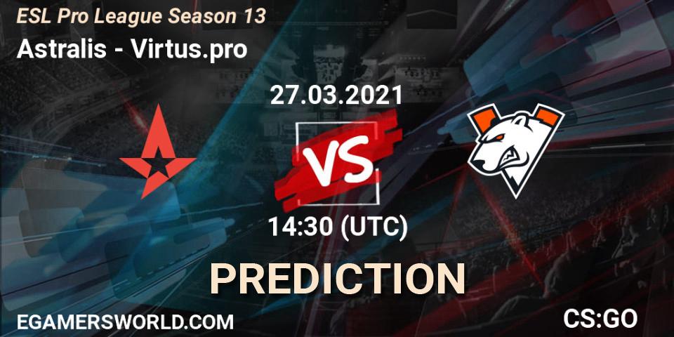 Astralis - Virtus.pro: прогноз. 27.03.2021 at 14:30, Counter-Strike (CS2), ESL Pro League Season 13