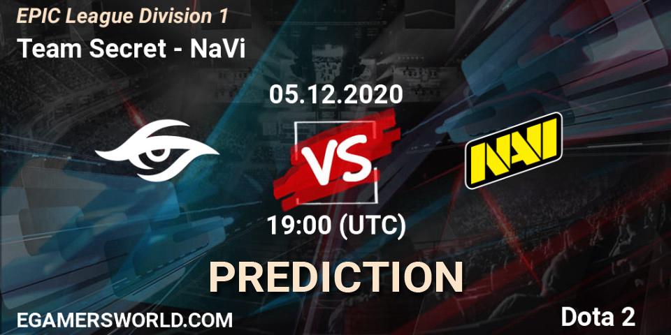 Team Secret - NaVi: прогноз. 05.12.20, Dota 2, EPIC League Division 1