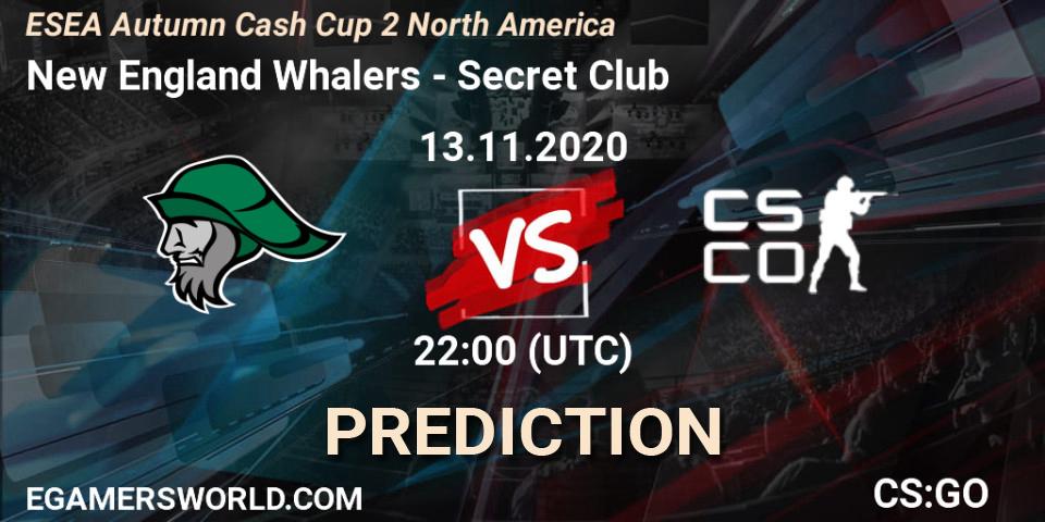New England Whalers - Secret Club: прогноз. 13.11.20, CS2 (CS:GO), ESEA Autumn Cash Cup 2 North America