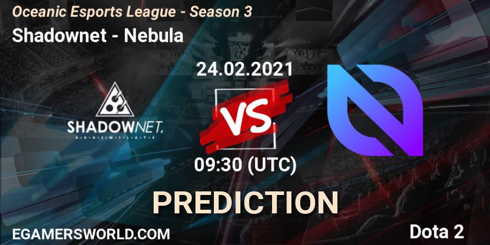 Shadownet - Nebula: прогноз. 24.02.2021 at 09:31, Dota 2, Oceanic Esports League - Season 3