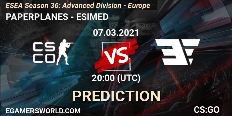 PAPERPLANES - ESIMED: прогноз. 07.03.2021 at 20:00, Counter-Strike (CS2), ESEA Season 36: Europe - Advanced Division