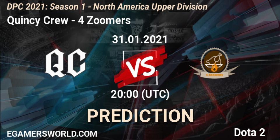 Quincy Crew - 4 Zoomers: прогноз. 31.01.2021 at 20:02, Dota 2, DPC 2021: Season 1 - North America Upper Division