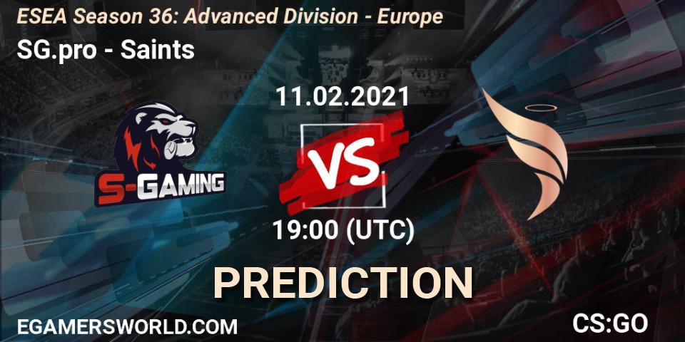 SG.pro - Saints: прогноз. 11.02.2021 at 19:00, Counter-Strike (CS2), ESEA Season 36: Europe - Advanced Division