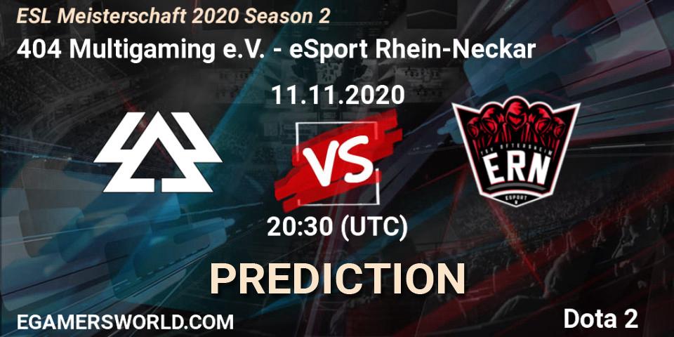 404 Multigaming e.V. - eSport Rhein-Neckar: прогноз. 11.11.2020 at 20:29, Dota 2, ESL Meisterschaft 2020 Season 2