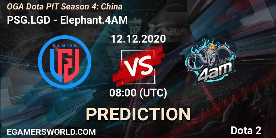 PSG.LGD - Elephant.4AM: прогноз. 12.12.20, Dota 2, OGA Dota PIT Season 4: China