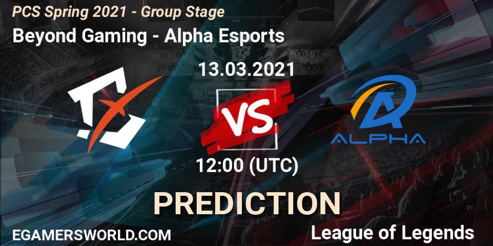 Beyond Gaming - Alpha Esports: прогноз. 13.03.2021 at 12:00, LoL, PCS Spring 2021 - Group Stage