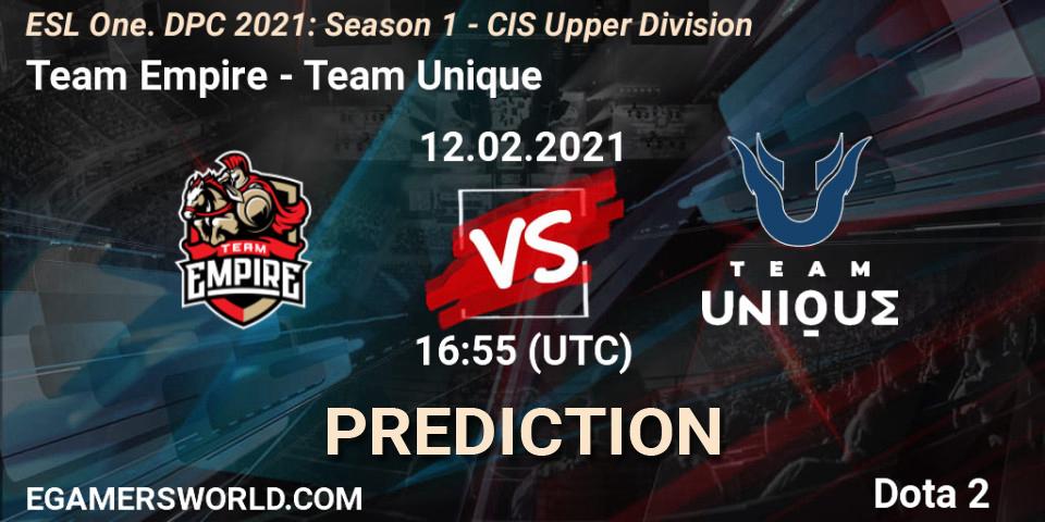 Team Empire - Team Unique: прогноз. 12.02.2021 at 17:29, Dota 2, ESL One. DPC 2021: Season 1 - CIS Upper Division
