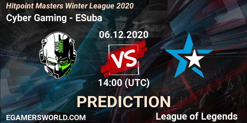 Cyber Gaming - ESuba: прогноз. 06.12.2020 at 14:00, LoL, Hitpoint Masters Winter League 2020