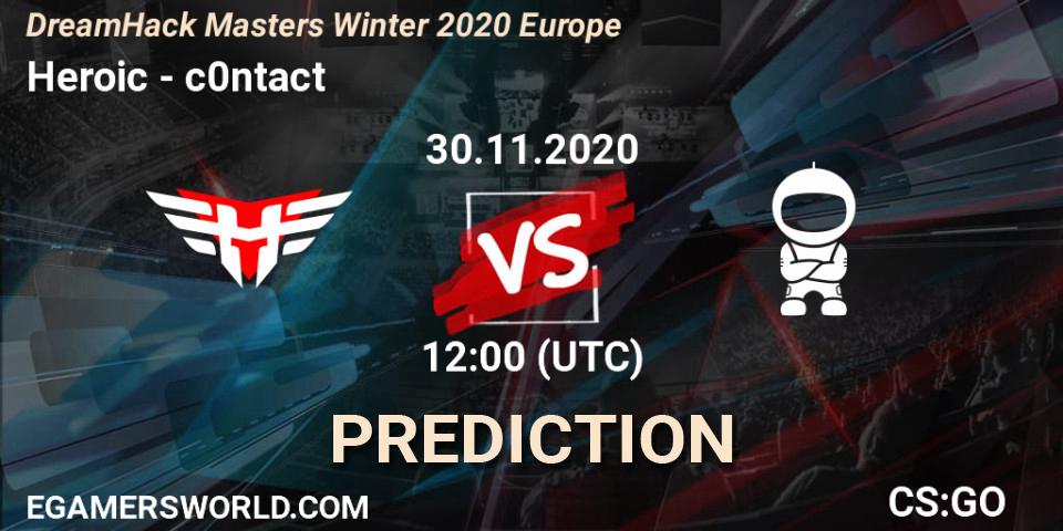 Heroic - c0ntact: прогноз. 30.11.2020 at 12:00, Counter-Strike (CS2), DreamHack Masters Winter 2020 Europe