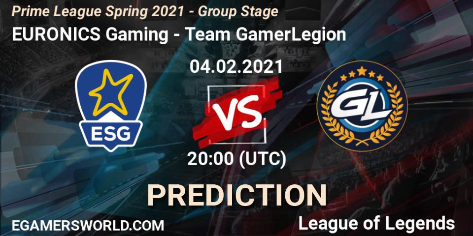 EURONICS Gaming - Team GamerLegion: прогноз. 04.02.2021 at 20:30, LoL, Prime League Spring 2021 - Group Stage