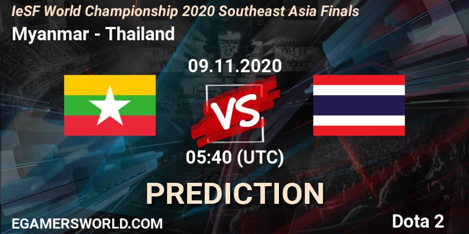 Myanmar - Thailand: прогноз. 09.11.2020 at 05:40, Dota 2, IeSF World Championship 2020 Southeast Asia Finals