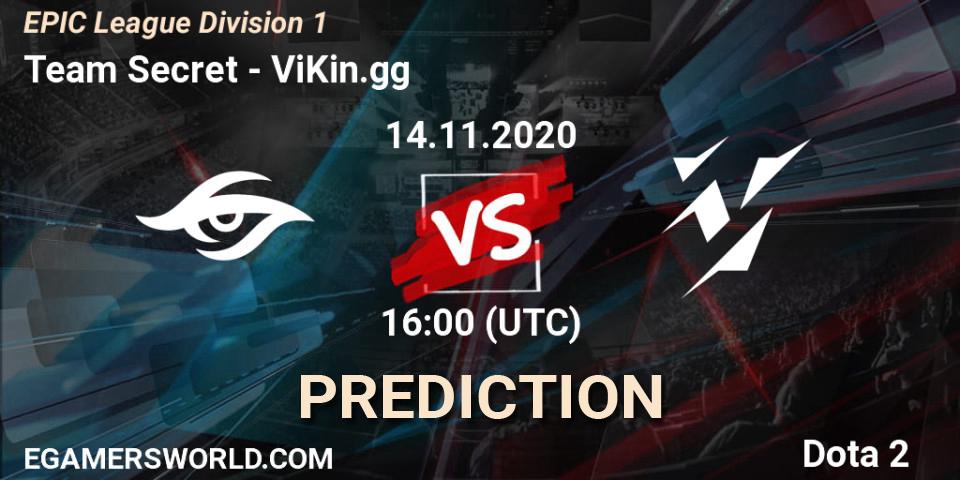 Team Secret - ViKin.gg: прогноз. 14.11.2020 at 16:11, Dota 2, EPIC League Division 1
