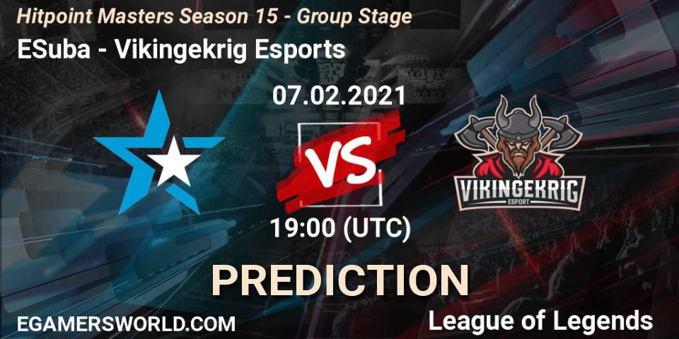 ESuba - Vikingekrig Esports: прогноз. 07.02.2021 at 20:00, LoL, Hitpoint Masters Season 15 - Group Stage
