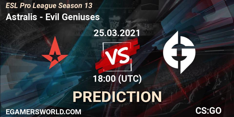 Astralis - Evil Geniuses: прогноз. 25.03.21, CS2 (CS:GO), ESL Pro League Season 13