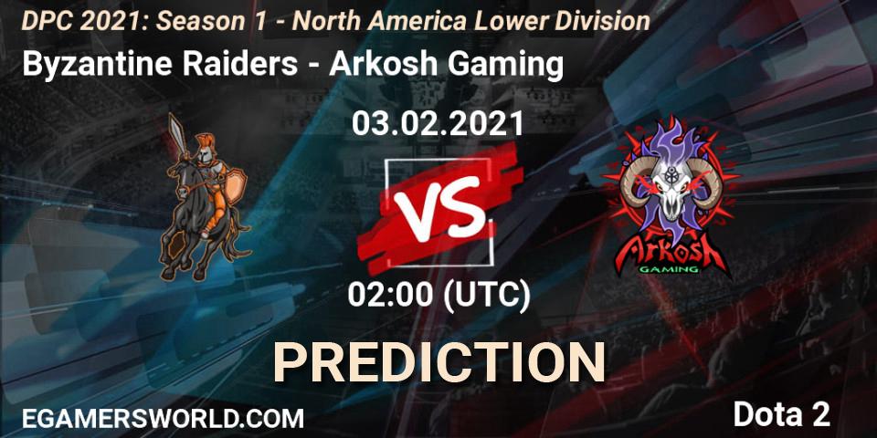 Byzantine Raiders - Arkosh Gaming: прогноз. 03.02.21, Dota 2, DPC 2021: Season 1 - North America Lower Division