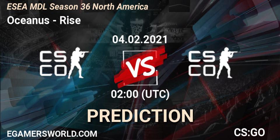 Oceanus - Rise: прогноз. 18.02.2021 at 02:00, Counter-Strike (CS2), MDL ESEA Season 36: North America - Premier Division