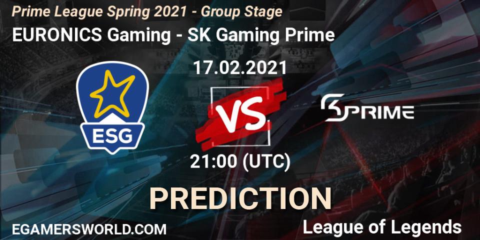 EURONICS Gaming - SK Gaming Prime: прогноз. 17.02.2021 at 21:00, LoL, Prime League Spring 2021 - Group Stage