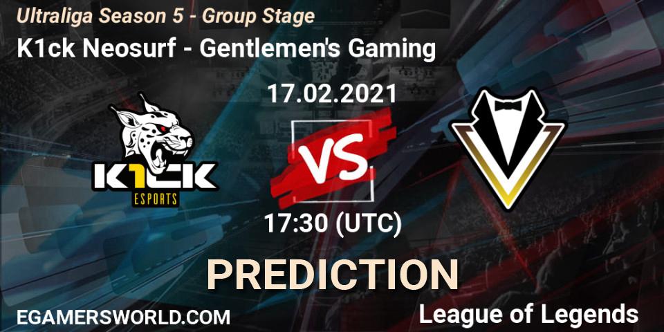 K1ck Neosurf - Gentlemen's Gaming: прогноз. 17.02.21, LoL, Ultraliga Season 5 - Group Stage