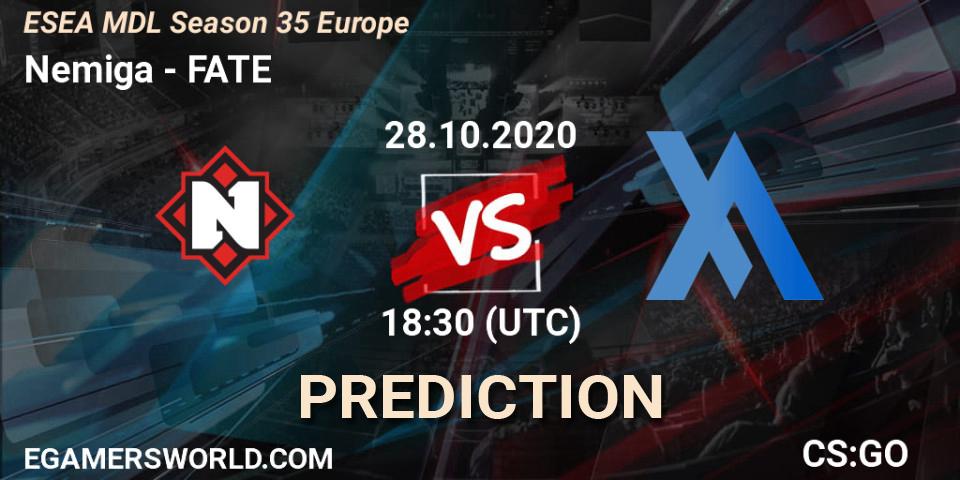 Nemiga - FATE: прогноз. 28.10.2020 at 18:30, Counter-Strike (CS2), ESEA MDL Season 35 Europe