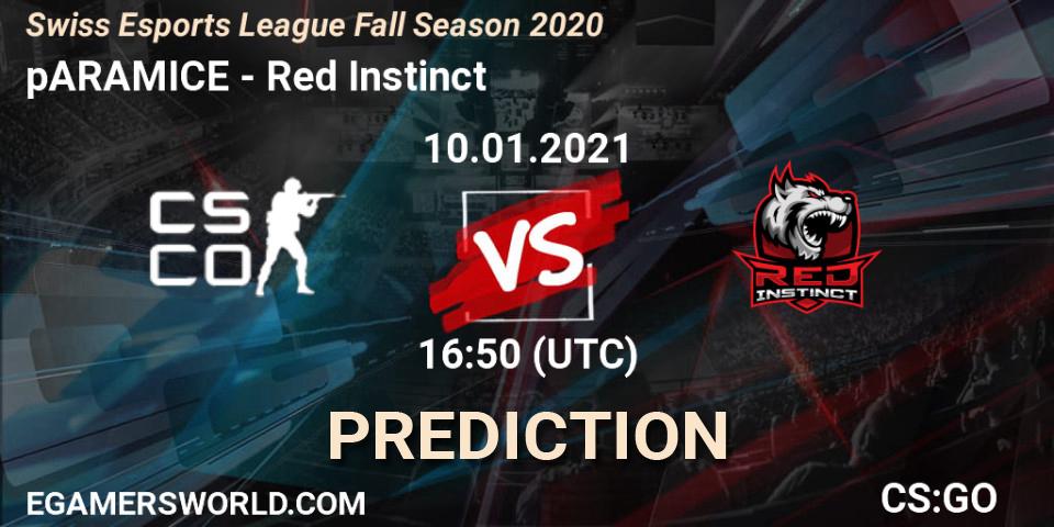 pARAMICE - Red Instinct: прогноз. 10.01.2021 at 16:50, Counter-Strike (CS2), Swiss Esports League Fall Season 2020