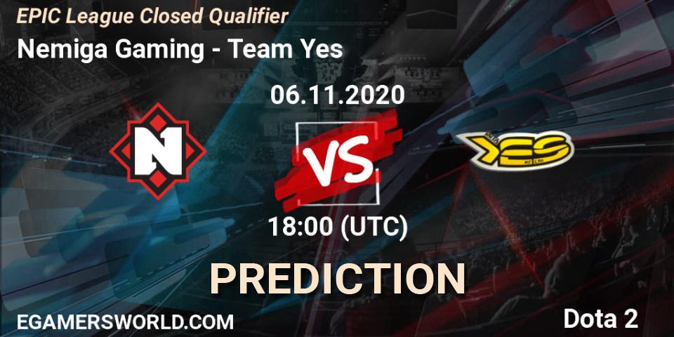 Nemiga Gaming - Team Yes: прогноз. 06.11.2020 at 17:42, Dota 2, EPIC League Closed Qualifier