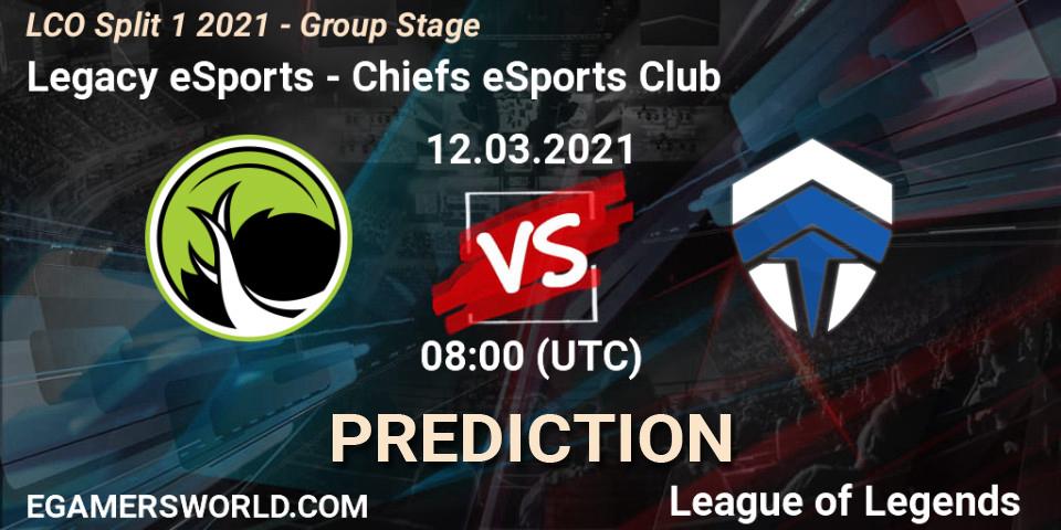 Legacy eSports - Chiefs eSports Club: прогноз. 12.03.21, LoL, LCO Split 1 2021 - Group Stage