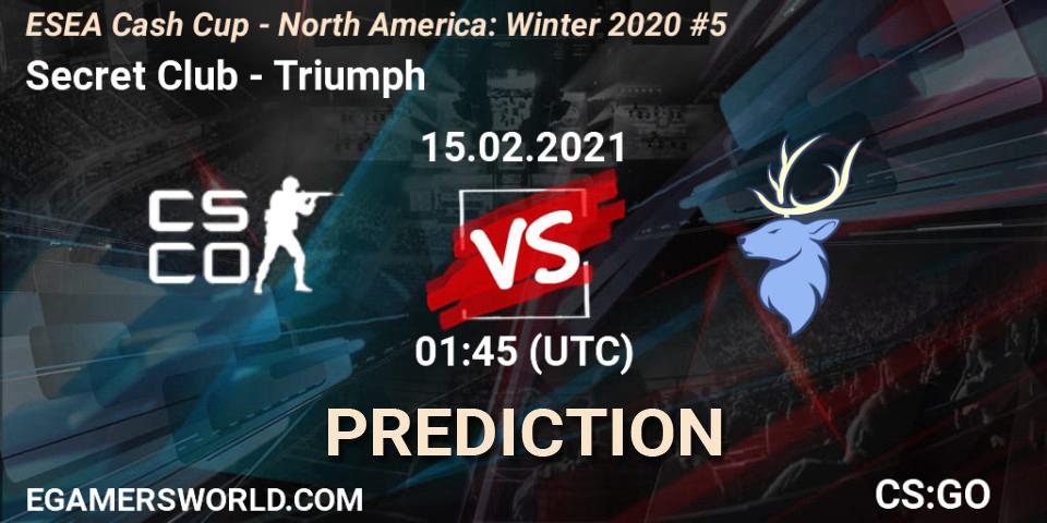 Secret Club - Triumph: прогноз. 15.02.2021 at 21:00, Counter-Strike (CS2), ESEA Cash Cup - North America: Winter 2020 #5