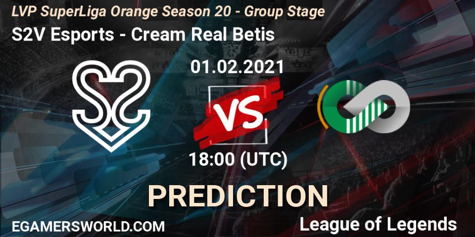 S2V Esports - Cream Real Betis: прогноз. 01.02.2021 at 18:10, LoL, LVP SuperLiga Orange Season 20 - Group Stage