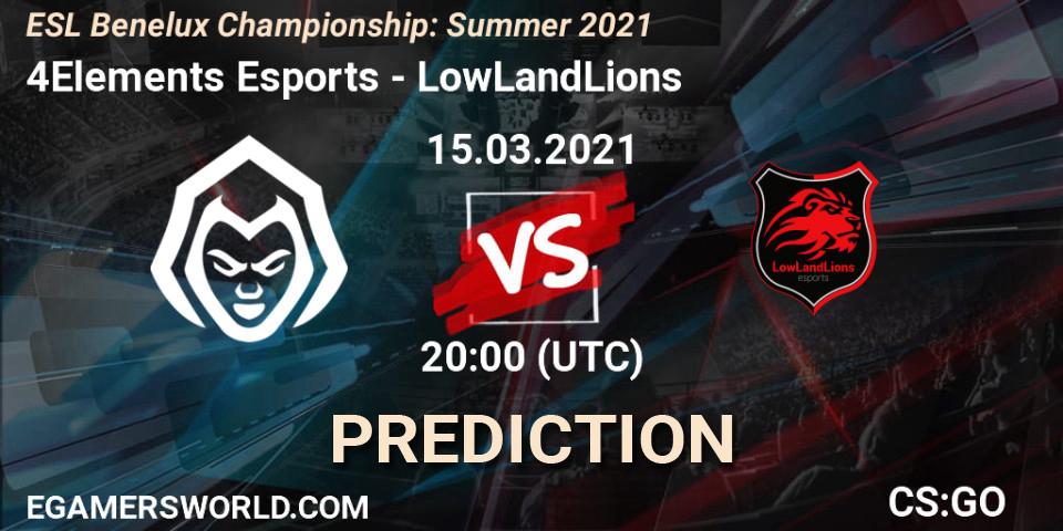 4Elements Esports - LowLandLions: прогноз. 15.03.2021 at 20:00, Counter-Strike (CS2), ESL Benelux Championship: Summer 2021