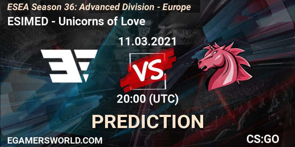 ESIMED - Unicorns of Love: прогноз. 11.03.2021 at 20:00, Counter-Strike (CS2), ESEA Season 36: Europe - Advanced Division